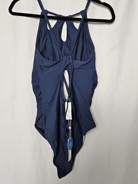 Cupshe Navy Blue One-Piece Swimsuit with Strappy Back Size Large
